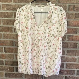 Elegant Floral Blouse - White and Pink